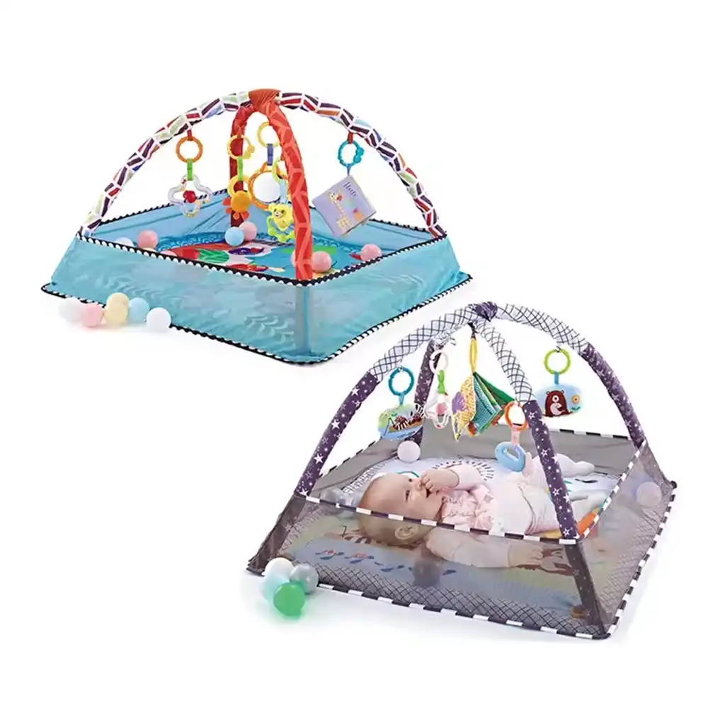 Baby Play Mat with Fitness Frame – Soft, Foldable, 80×80cm Baby Play Mat with Fitness Frame – Soft, Foldable, 80×80cm