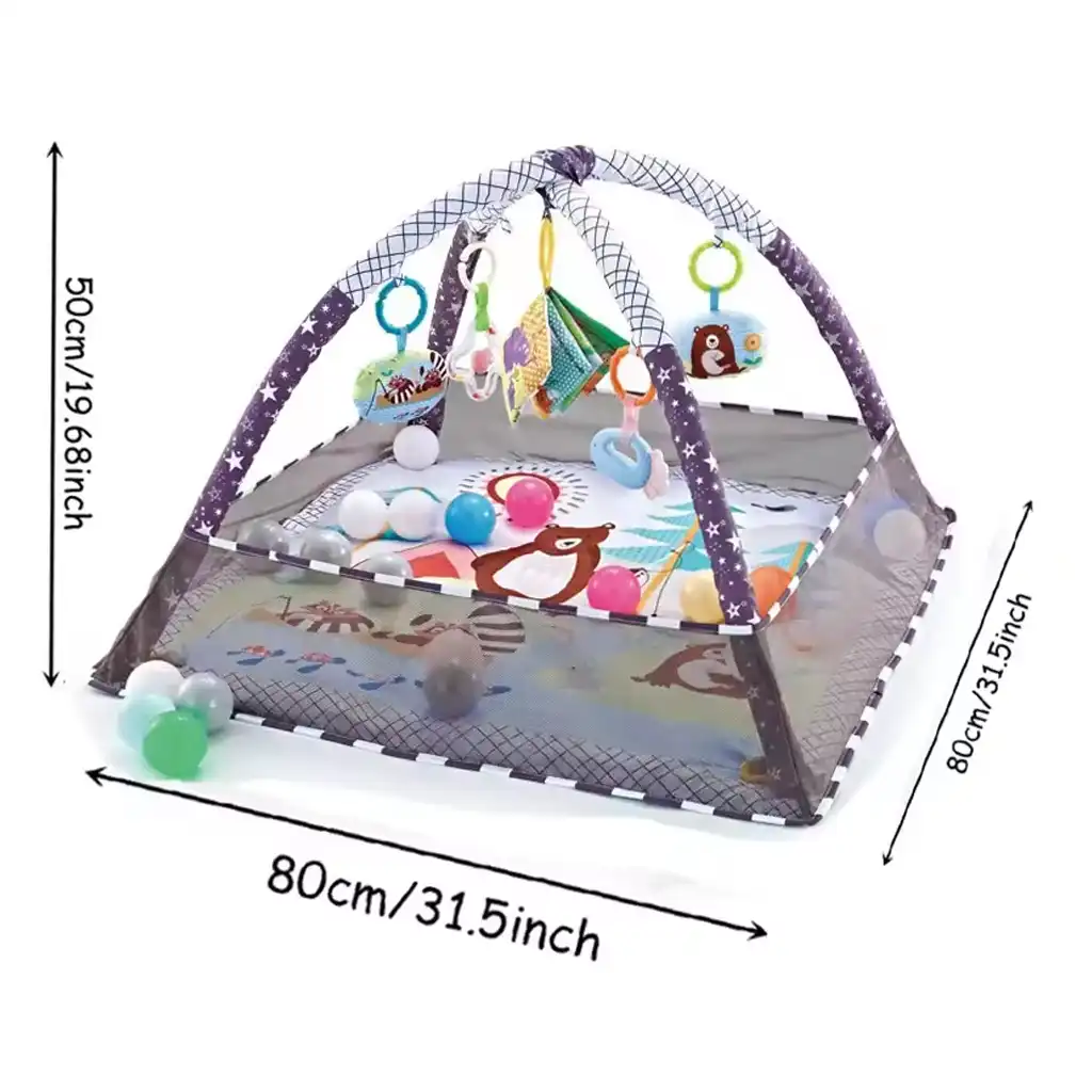 Baby Play Mat with Fitness Frame – Soft, Foldable, 80×80cm Baby Play Mat with Fitness Frame – Soft, Foldable, 80×80cm