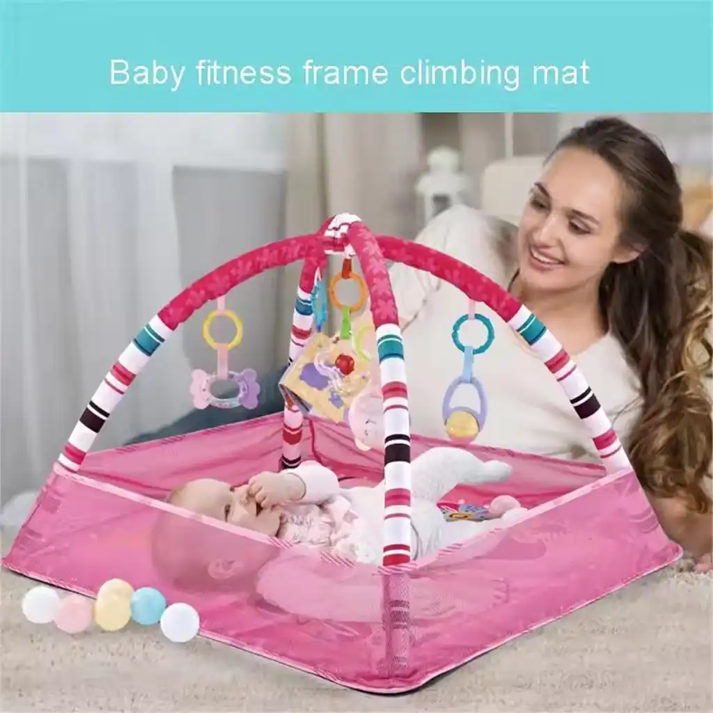 Baby Play Mat with Fitness Frame – Soft, Foldable, 80×80cm Baby Play Mat with Fitness Frame – Soft, Foldable, 80×80cm