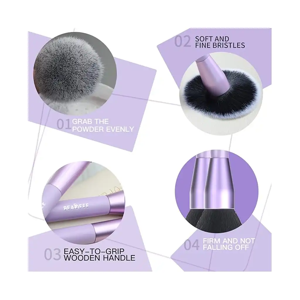 BEASOFEE 5-Piece Synthetic Makeup Brush Set – Purple BEASOFEE 5-Piece Synthetic Makeup Brush Set – Purple