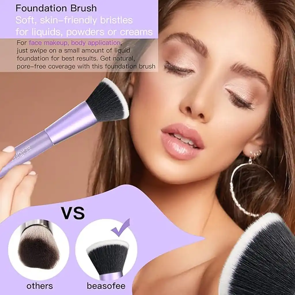BEASOFEE 5-Piece Synthetic Makeup Brush Set – Purple BEASOFEE 5-Piece Synthetic Makeup Brush Set – Purple