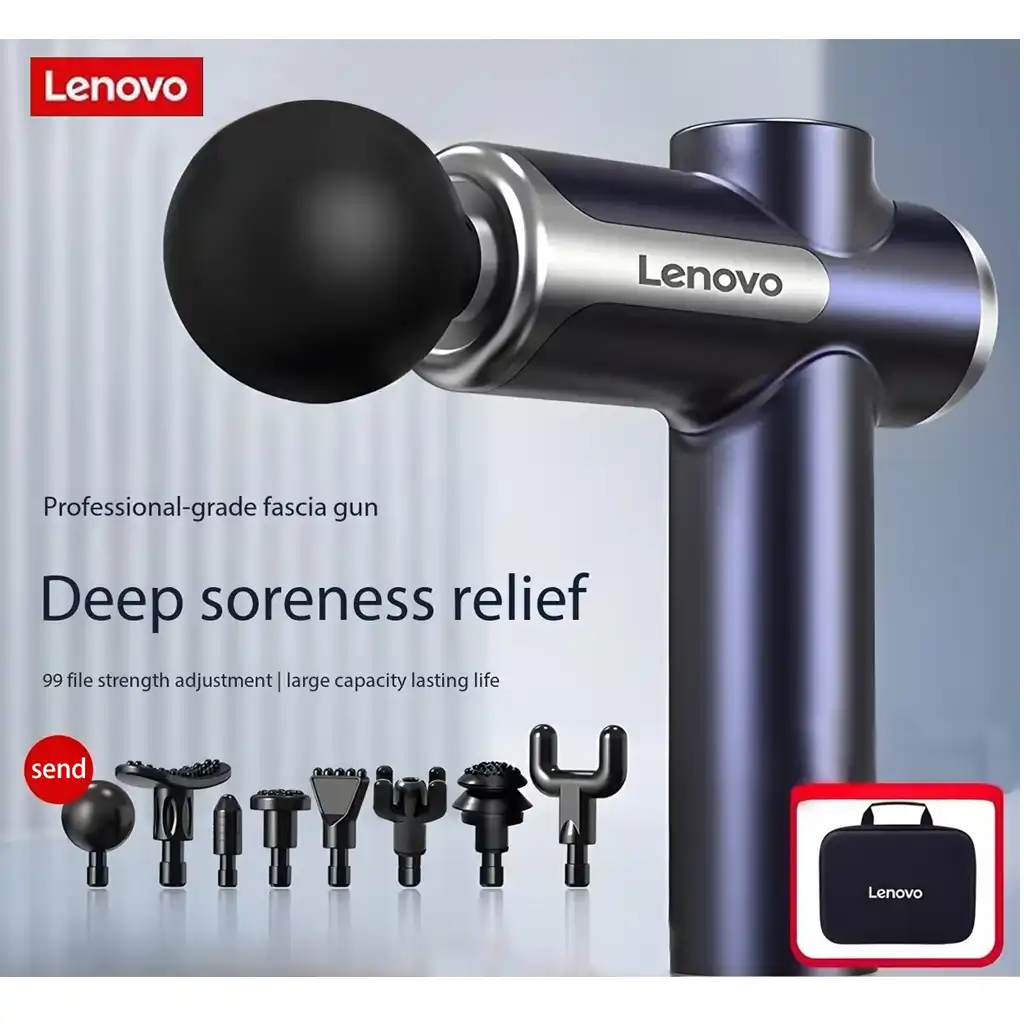 Lenovo Fascia Massage Gun with LED Touch & 8 Attachments Lenovo Fascia Massage Gun with LED Touch & 8 Attachments