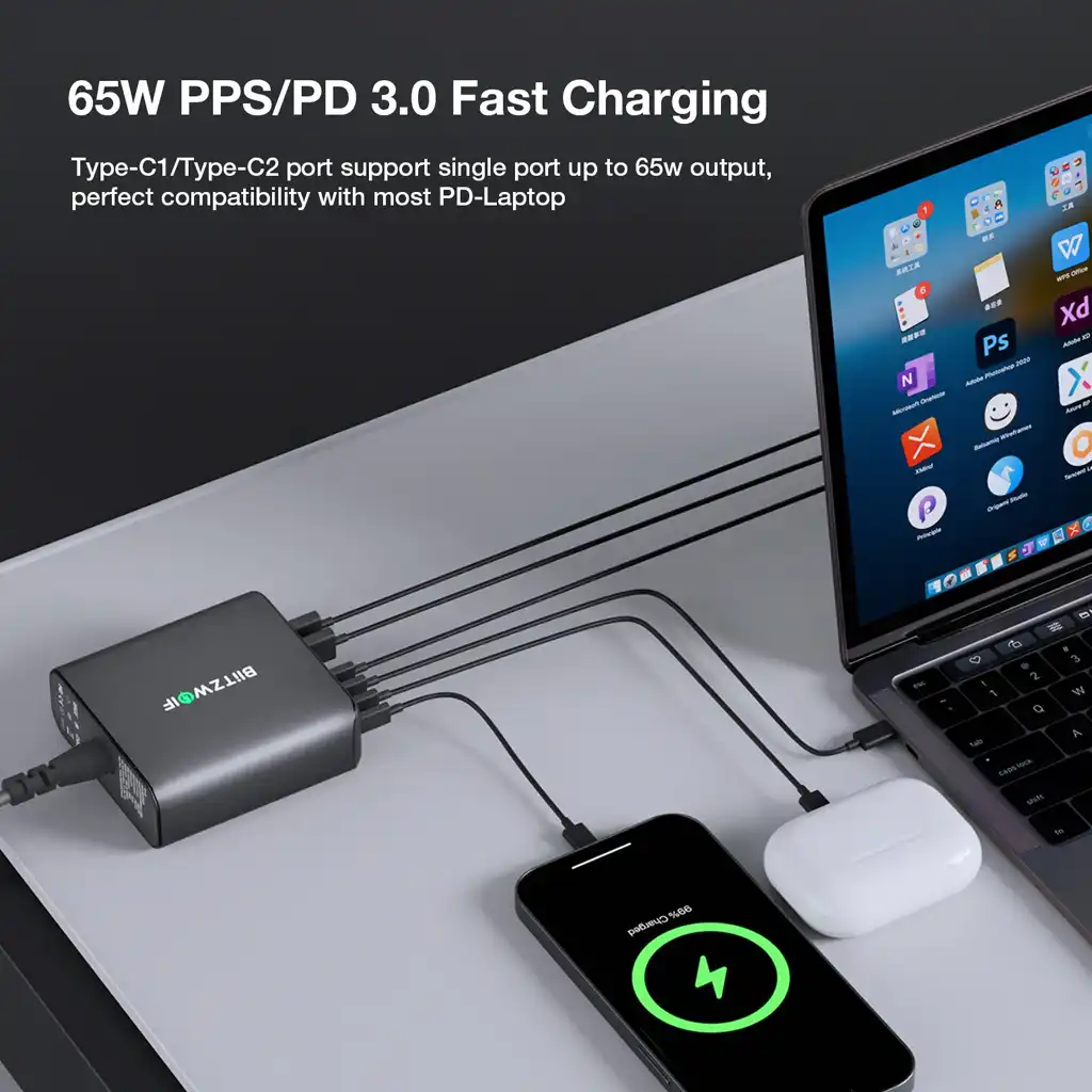 Blitzwolf BW-S26 250W GaN USB-C Charger – 8-Port Fast Charge Blitzwolf BW-S26 250W GaN USB-C Charger – 8-Port Fast Charge