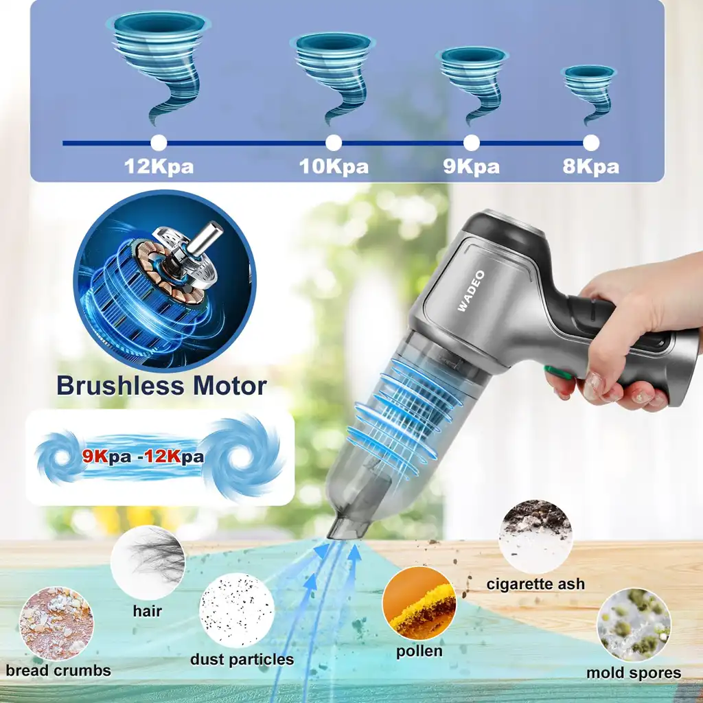 WADEO 18000PA Cordless Handheld Vacuum Cleaner for Pet Hair & Car Cleaning WADEO 18000PA Cordless Handheld Vacuum Cleaner for Pet Hair & Car Cleaning