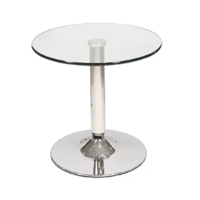 Belize Round Clear Glass Bistro Side Table With Chrome Base